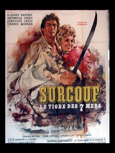 Affiche du film SURCOUF LE TIGRE DES SEPT MERS - Titre original : SURCOUF, L'EROE DEI SETTE MARI