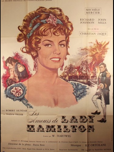 Affiche du film LES AMOURS DE LADY HAMILTON - Titre original : LE CALDE NOTTI DI LADY HAMILTON