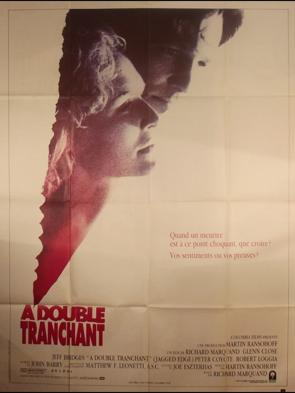 Affiche du film A DOUBLE TRANCHANT - Titre original : JAGGED EDGE