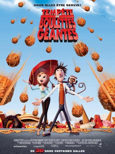 Affiche du film TEMPETE DE BOULETTES GEANTES VISUEL A - Titre original : CLOUDY WITH A CHANCE OF MEATBALLS